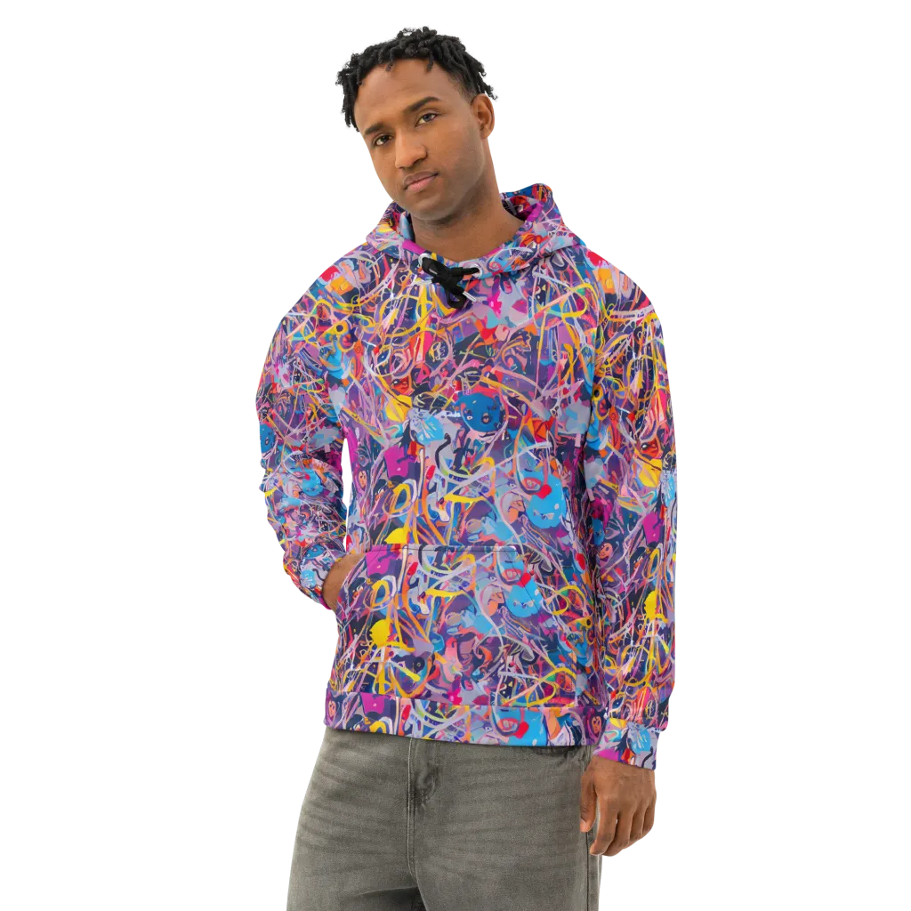 Vibrant Fusion on Cotton Hoodie — Left Front