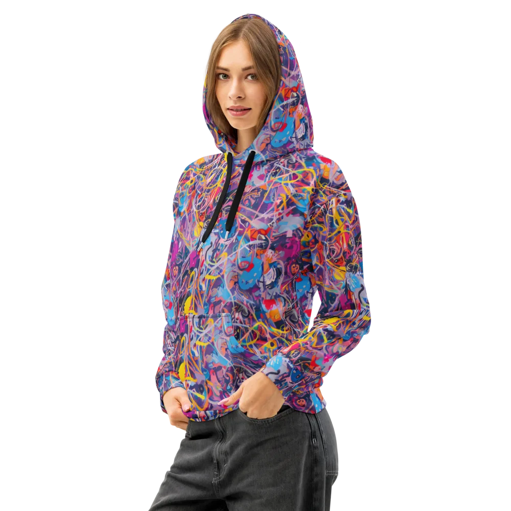Vibrant Fusion on Cotton Hoodie — Left Front