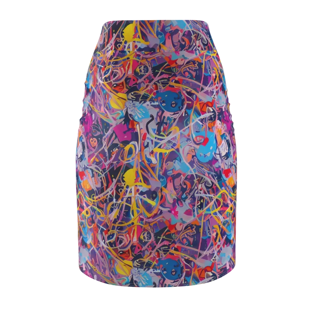 Vibrant Fusion on Pencil Skirt — Back