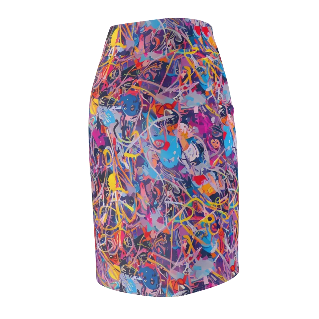 Vibrant Fusion on Pencil Skirt — Back Side
