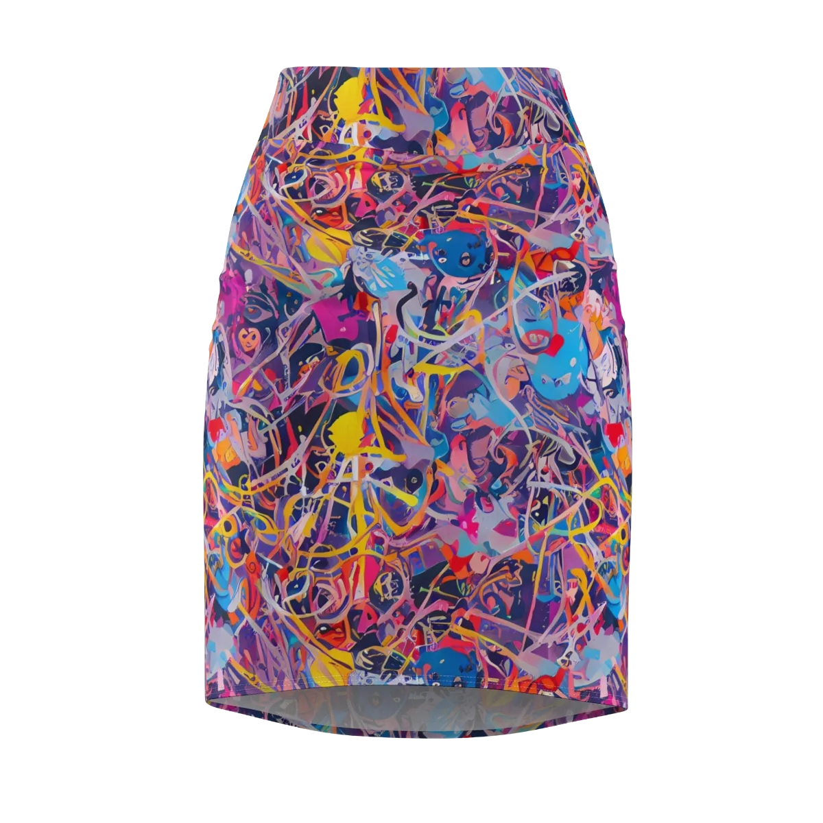 Vibrant Fusion on Pencil Skirt — Front