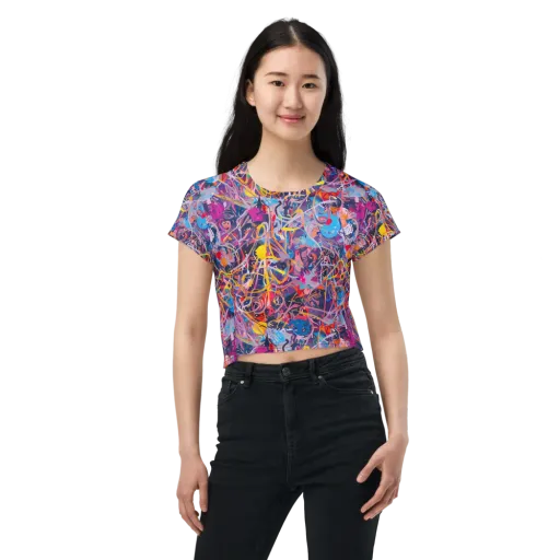 Vibrant Fusion on a Crop Tee