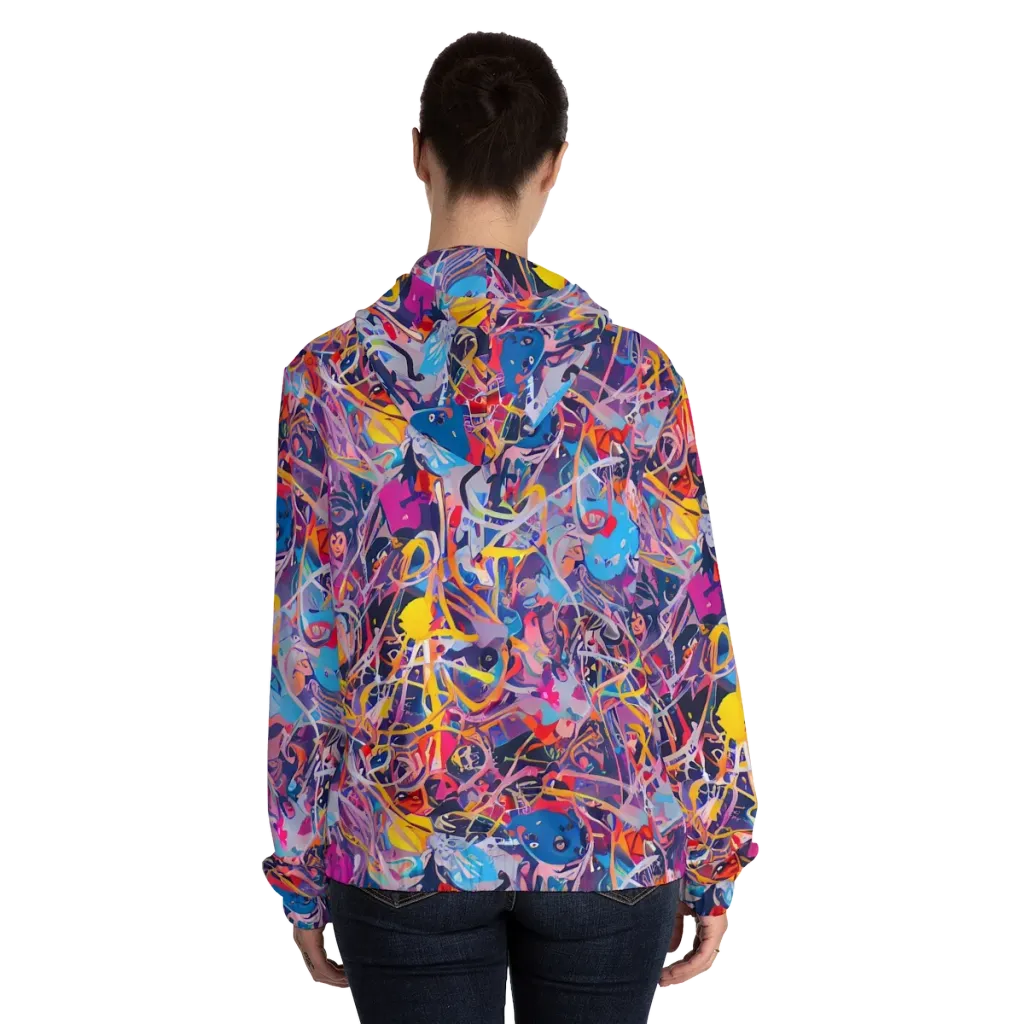 Vibrant Fusion on Women's Full-Zip Hoodie — Back On Person