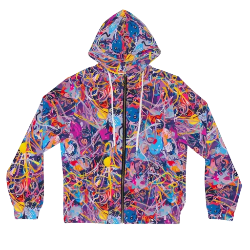 Vibrant Fusion on a Women's Full-Zip Hoodie
