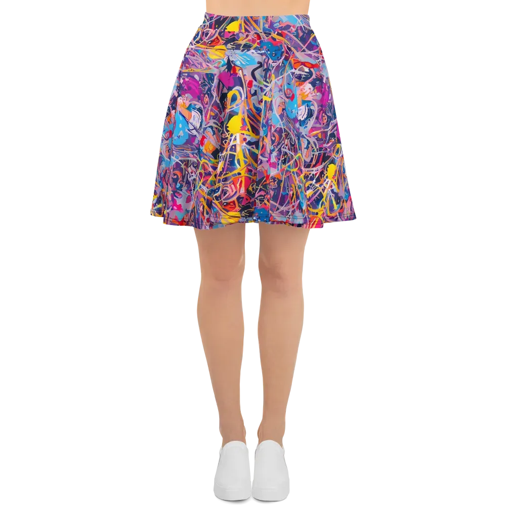 Vibrant Fusion on Skater Skirt — Front