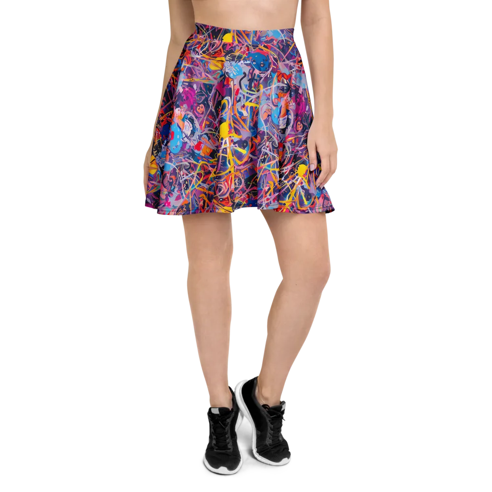 Vibrant Fusion on Skater Skirt — Front