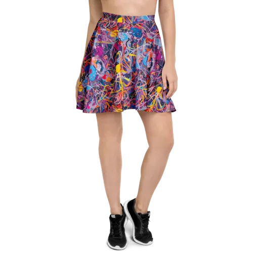 Vibrant Fusion on a Skater Skirt