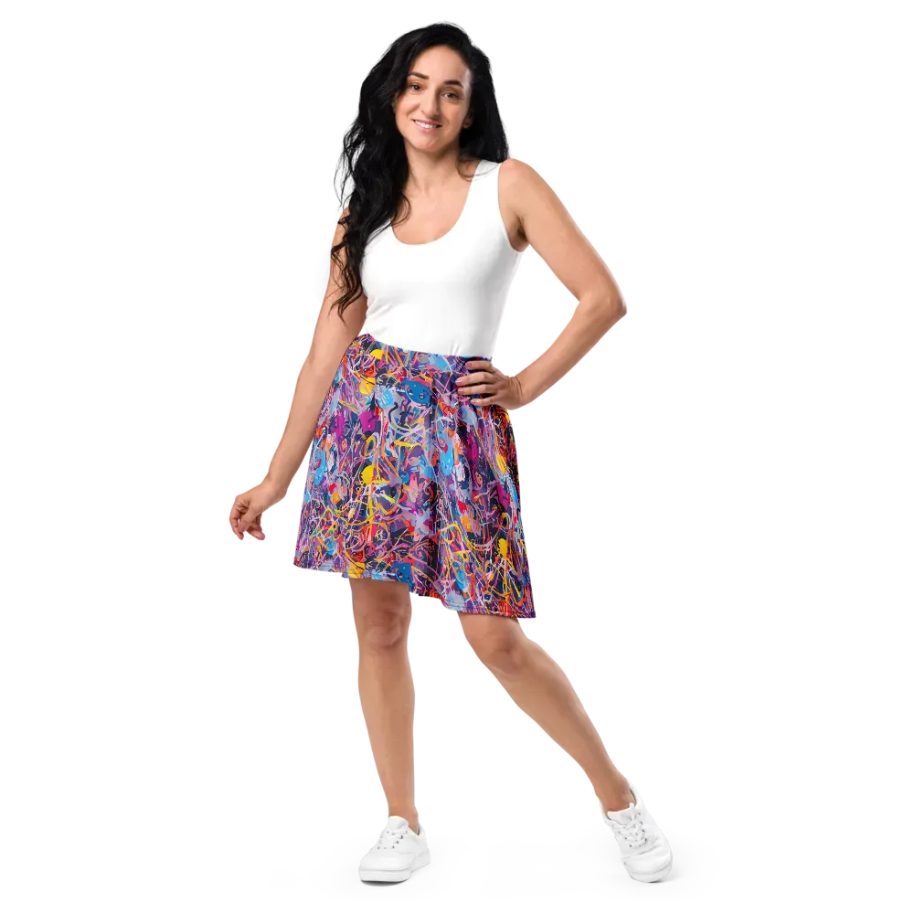 Vibrant Fusion on Skater Skirt — Front