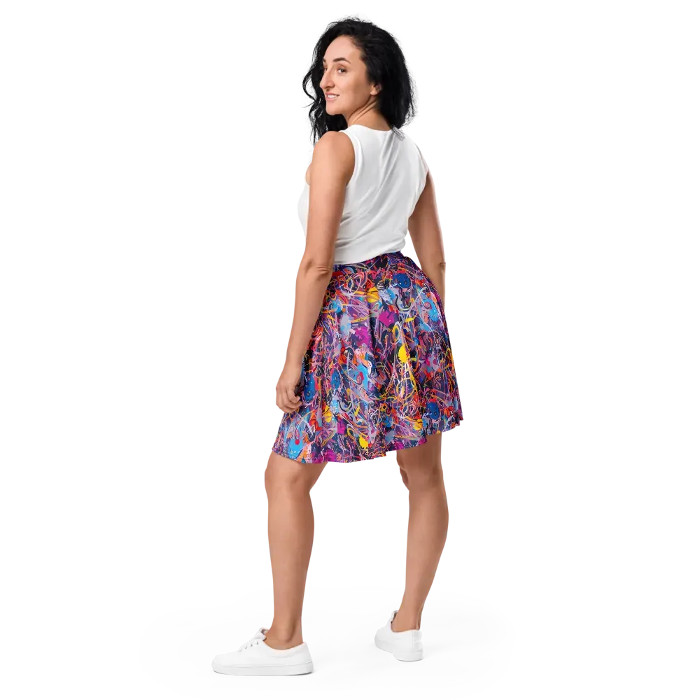 Vibrant Fusion on Skater Skirt — Back