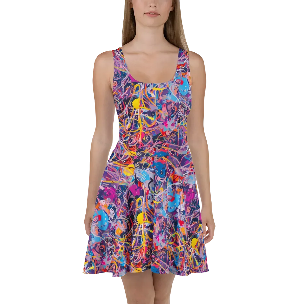 Vibrant Fusion on Skater Dress — Front