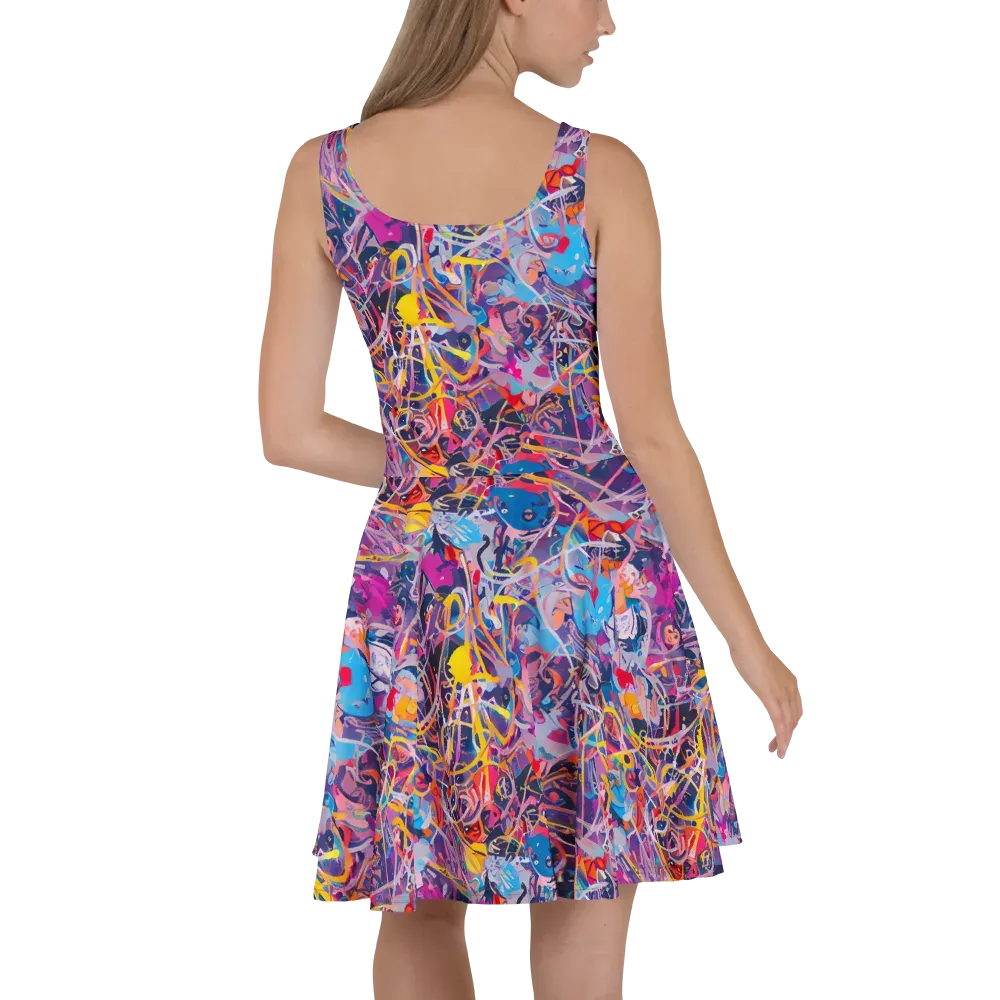 Vibrant Fusion on Skater Dress — Back