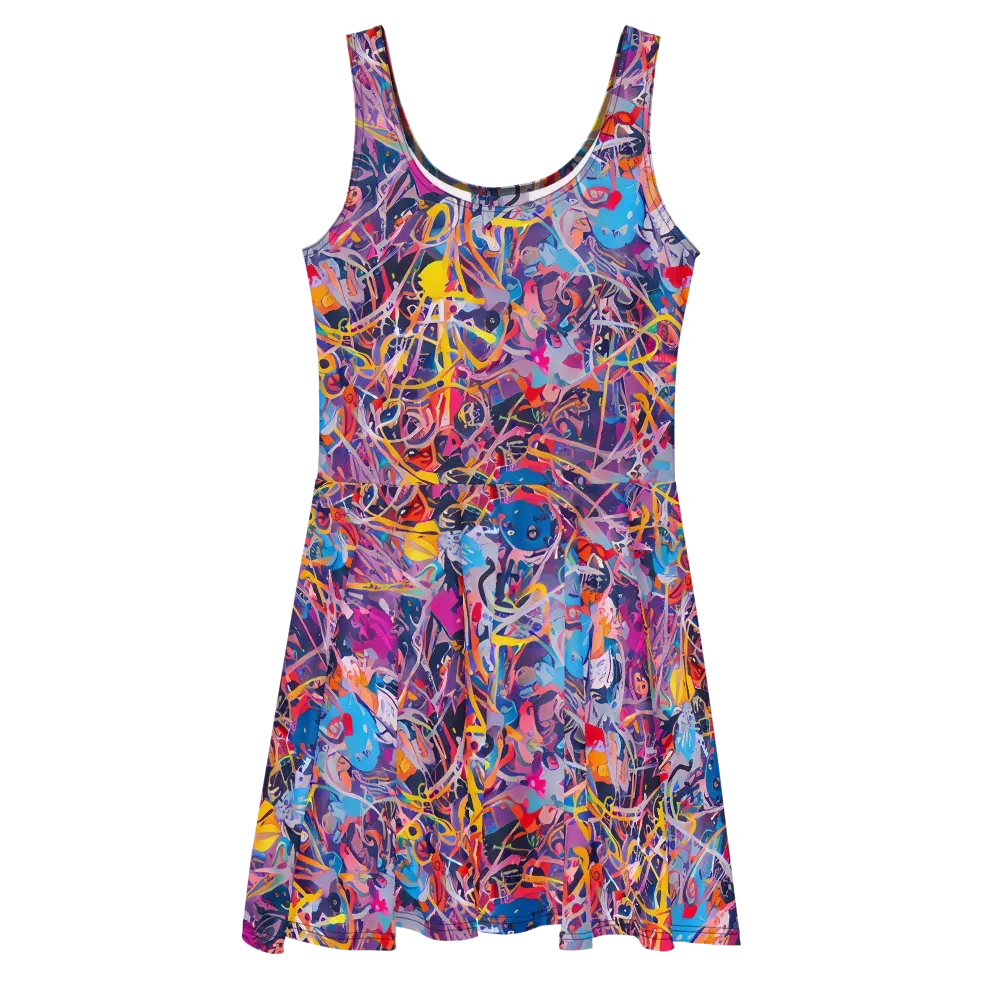 Vibrant Fusion on Skater Dress — Front