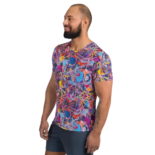 Vibrant Fusion on a Men's Athletic T-Shirt