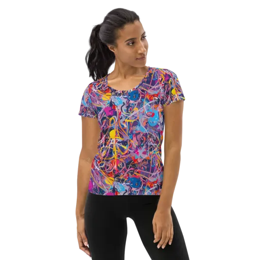 Vibrant Fusion on a Women's Athletic T-Shirt