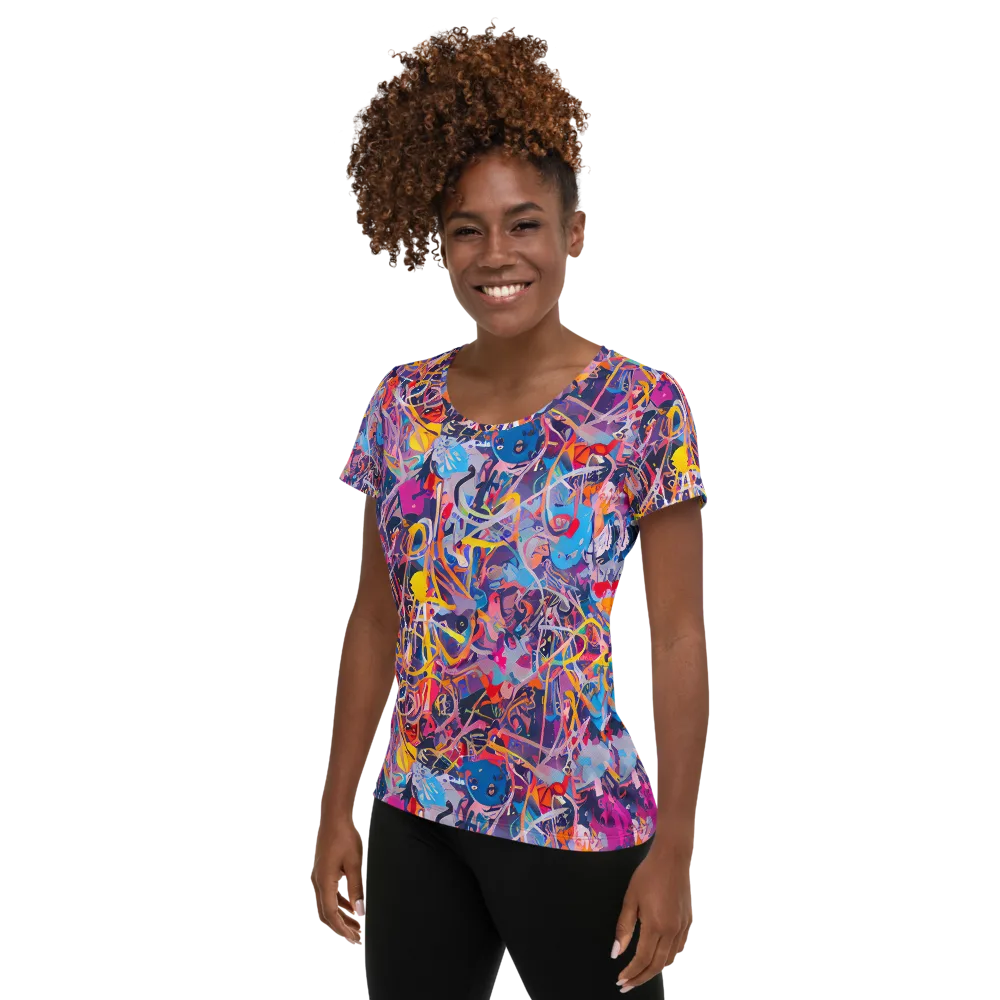 Vibrant Fusion on Women's Athletic T-Shirt — Left