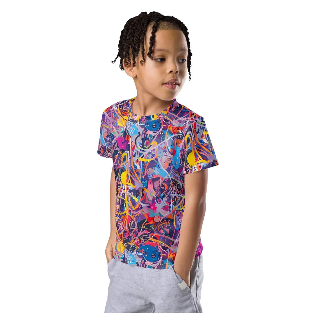 Vibrant Fusion on Kids Crew Neck T-Shirt — Left Front