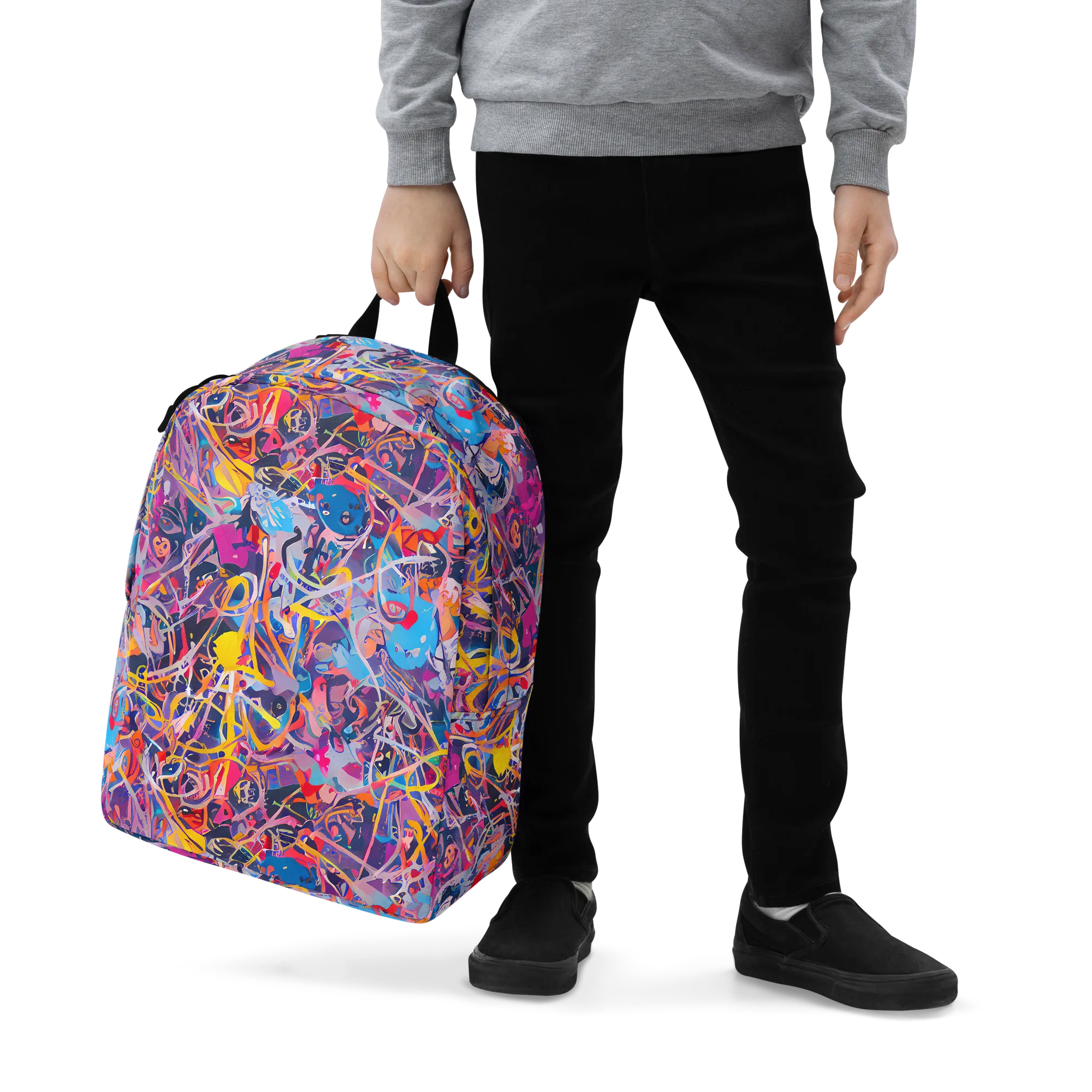 Vibrant Fusion on Minimalist Backpack — Zoomed-in