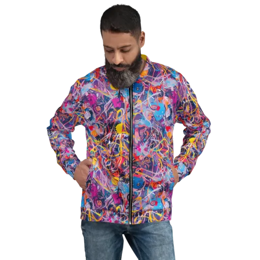 Vibrant Fusion on a Bomber Jacket