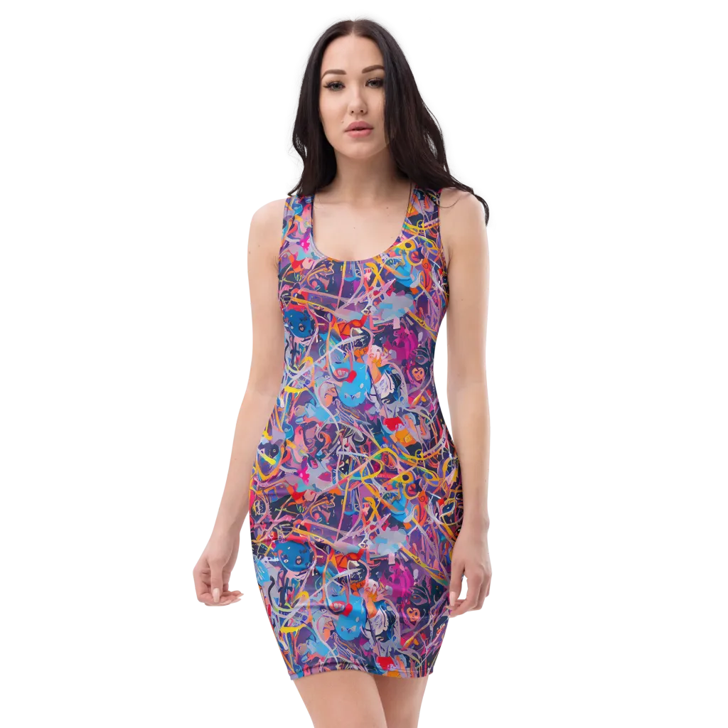 Vibrant Fusion on Bodycon Dress — Front