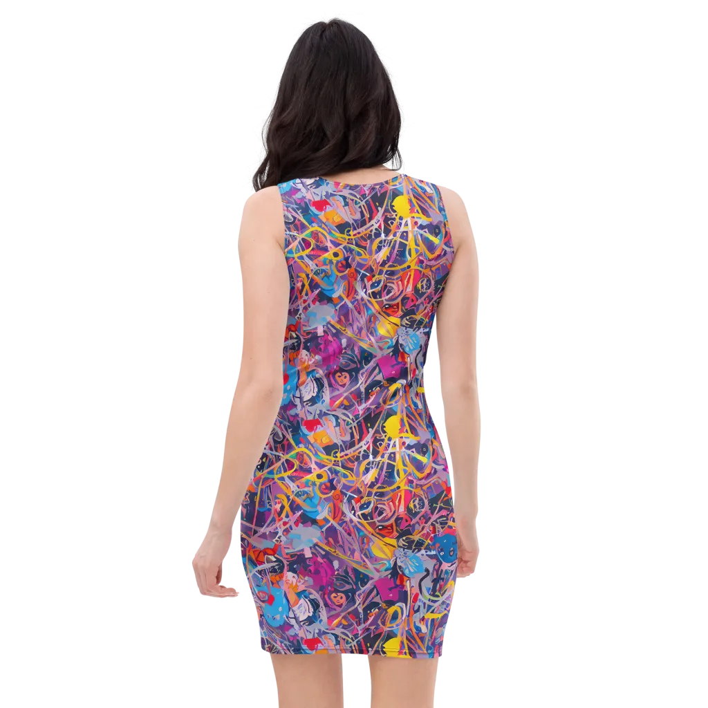 Vibrant Fusion on Bodycon Dress — Back