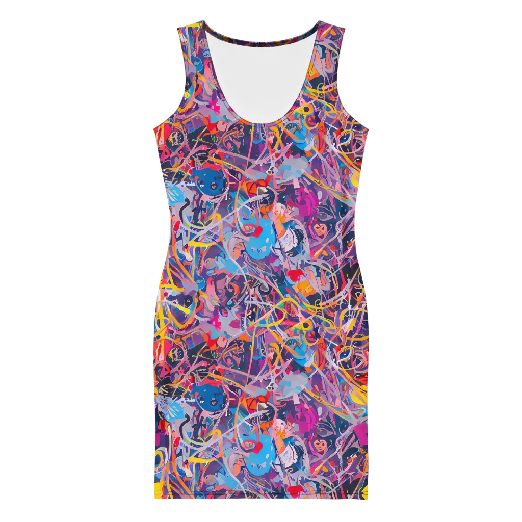Vibrant Fusion on Bodycon Dress — Front