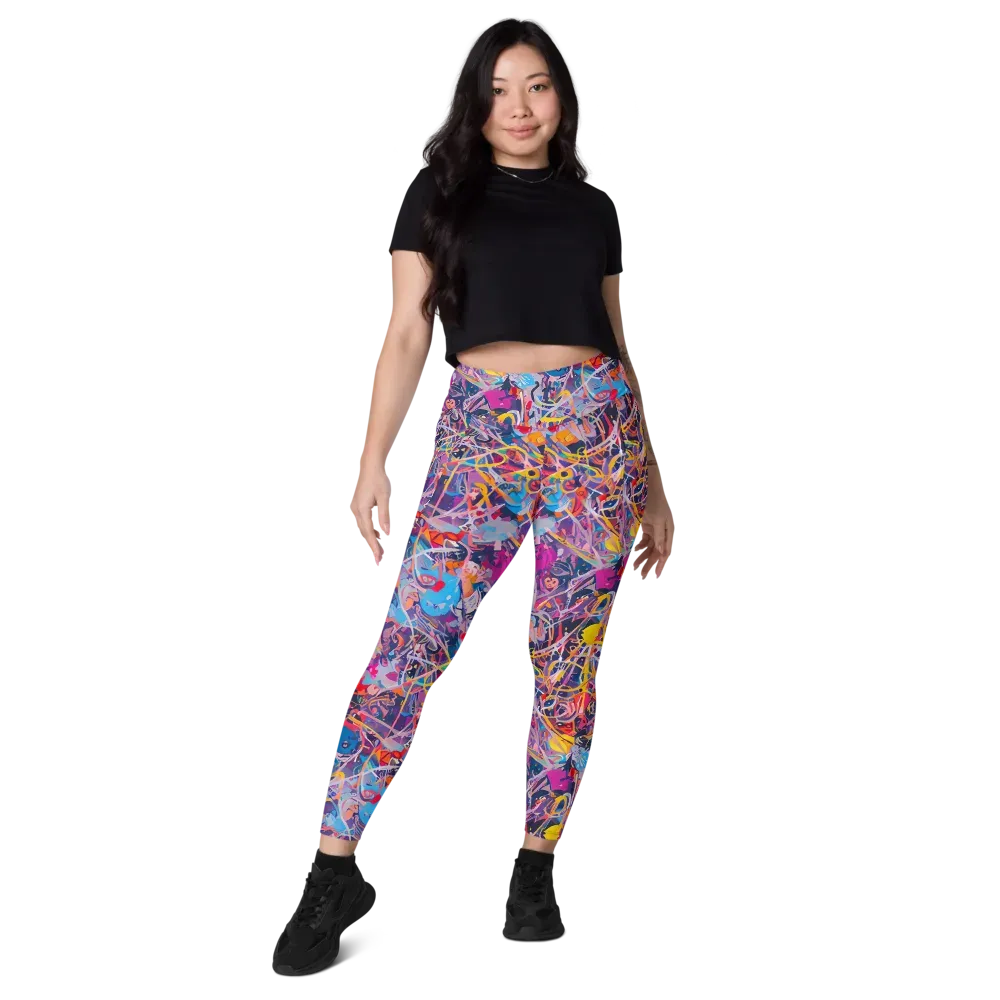 Vibrant Fusion on Leggings with Pockets — Front