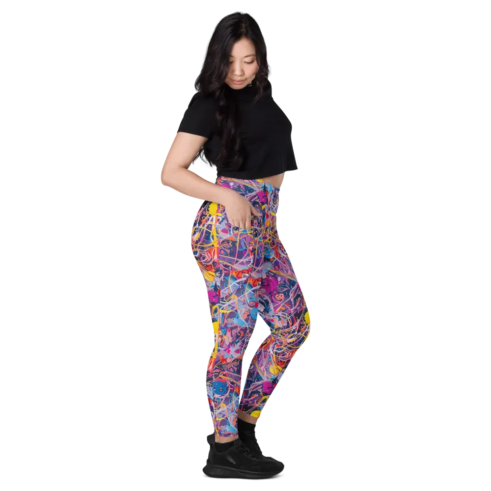 Vibrant Fusion on Leggings with Pockets — Right