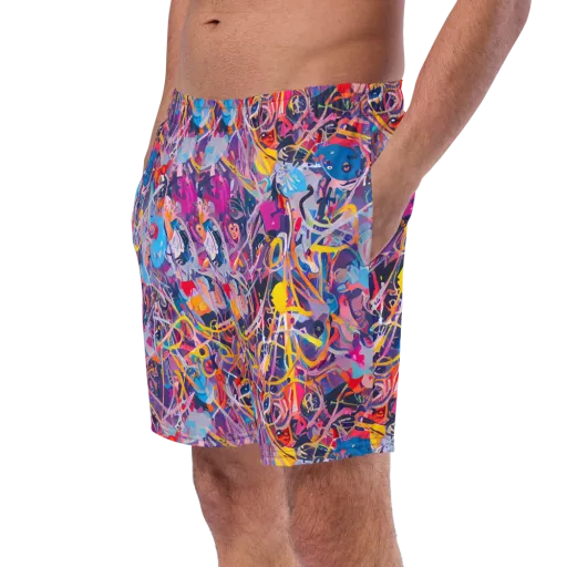 Vibrant Fusion on a Swim Trunks