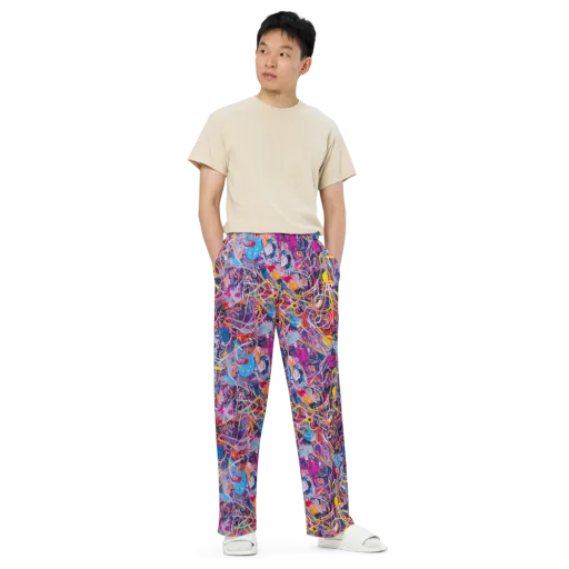 Vibrant Fusion on a Wide-Leg Pants