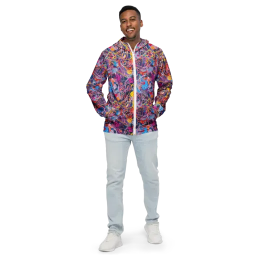 Vibrant Fusion on a Men's Windbreaker