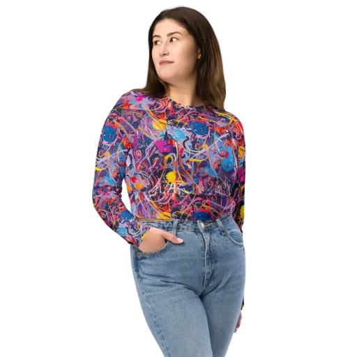 Vibrant Fusion on a Long Sleeve Crop Top