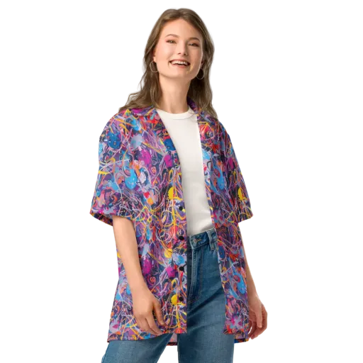 Vibrant Fusion on a Button Shirt