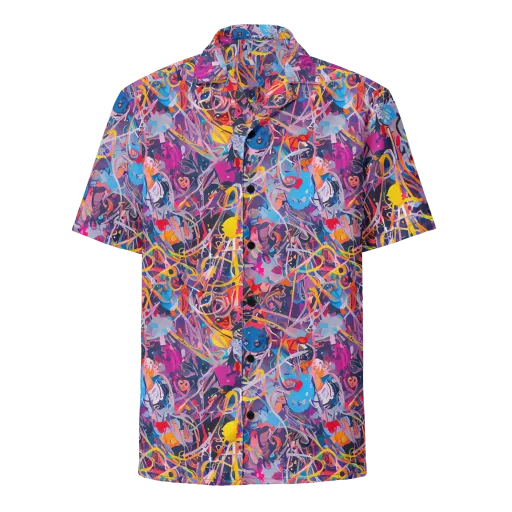 Vibrant Fusion on a Button Shirt