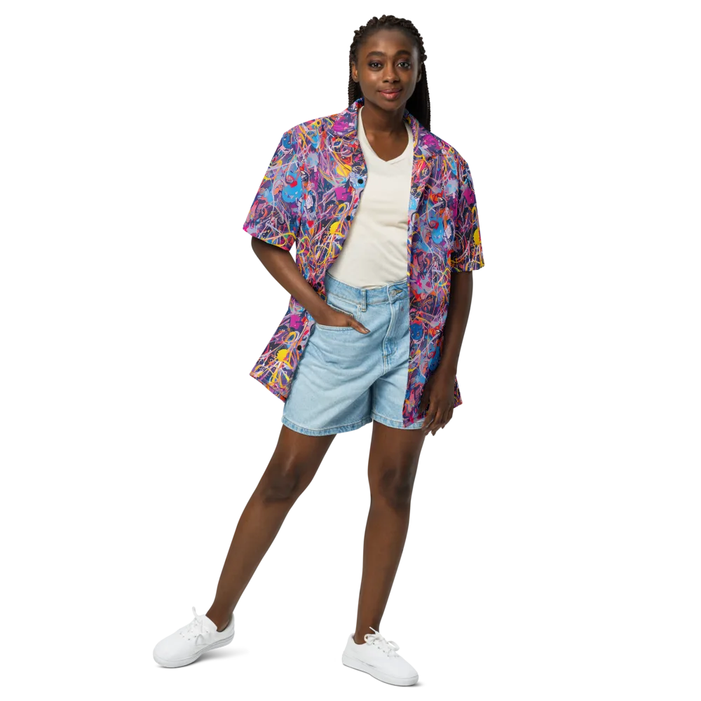 Vibrant Fusion on Button Shirt — Front