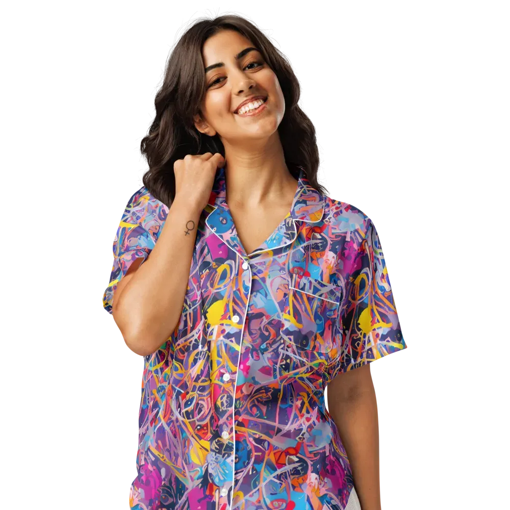 Vibrant Fusion on Women's Short Sleeve Pajama Top — Front