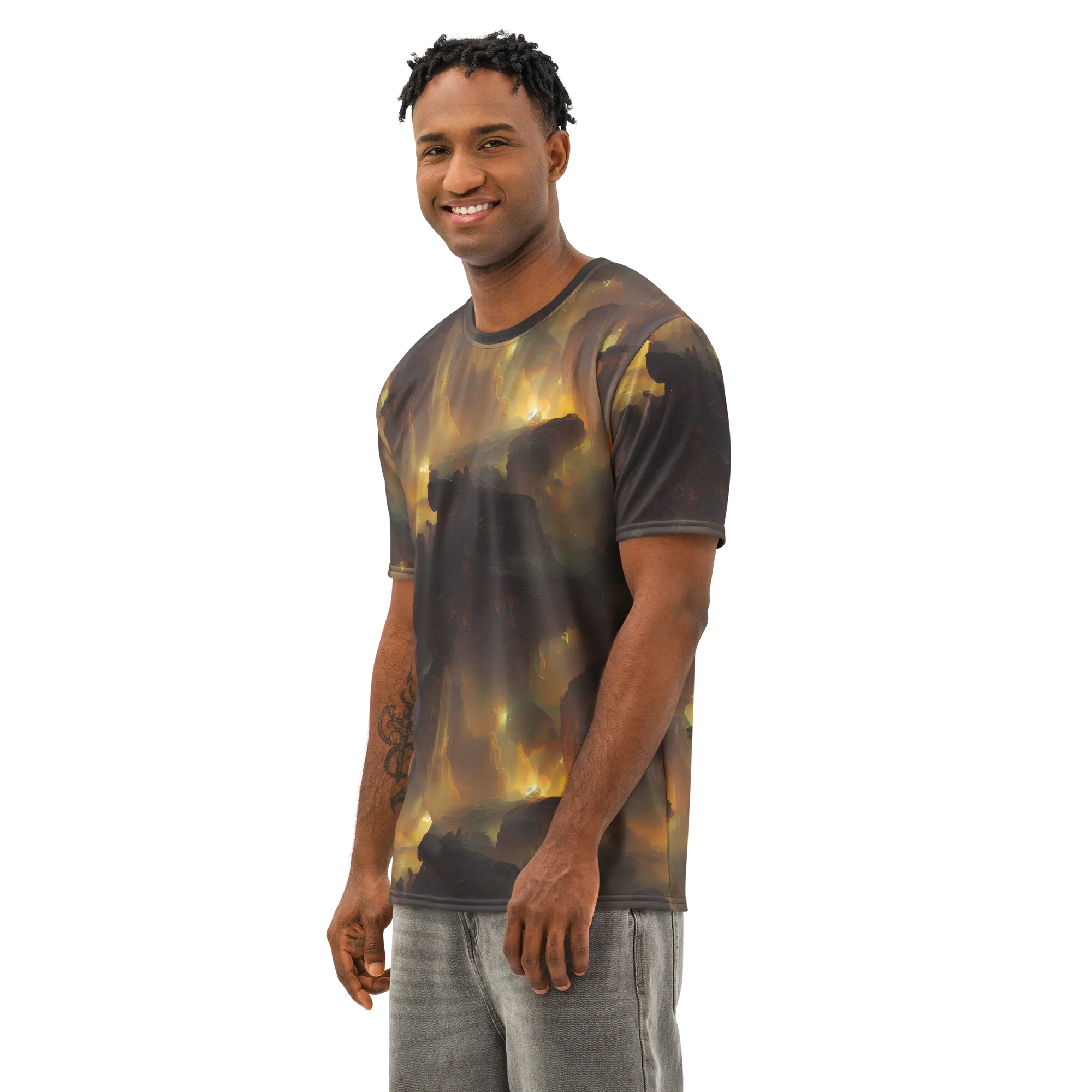 Solar Torrent on Men's Cotton Crew Neck T-Shirt — Left Front