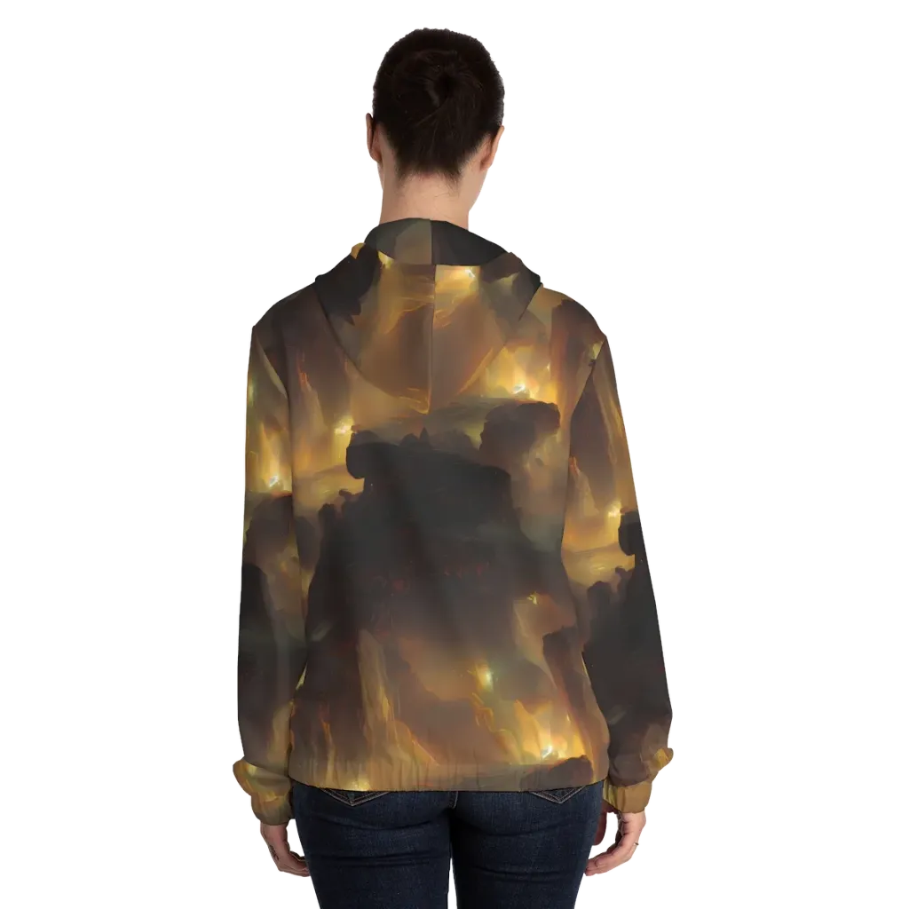 Solar Torrent on Women's Full-Zip Hoodie — Back On Person