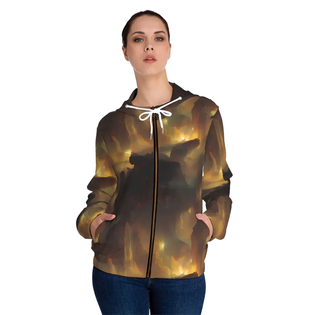 Solar Torrent on Women's Full-Zip Hoodie — Front On Person