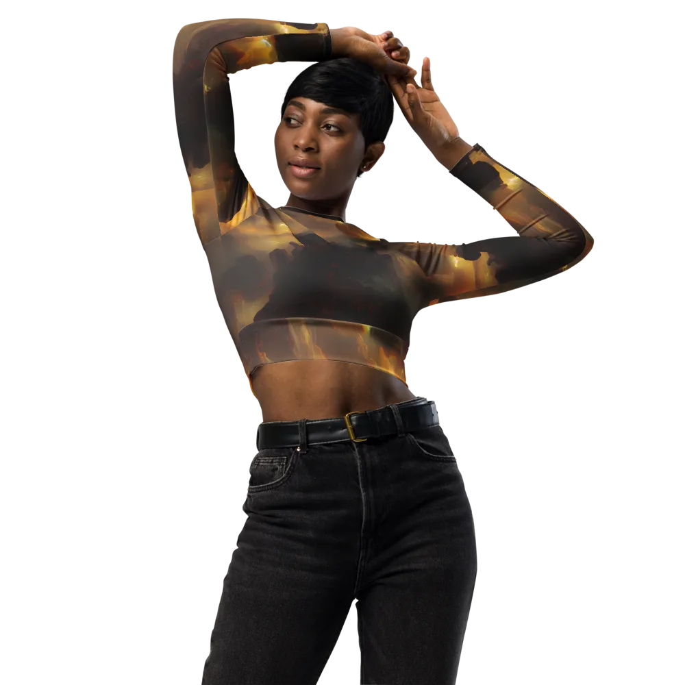 Solar Torrent on Long Sleeve Crop Top — Front