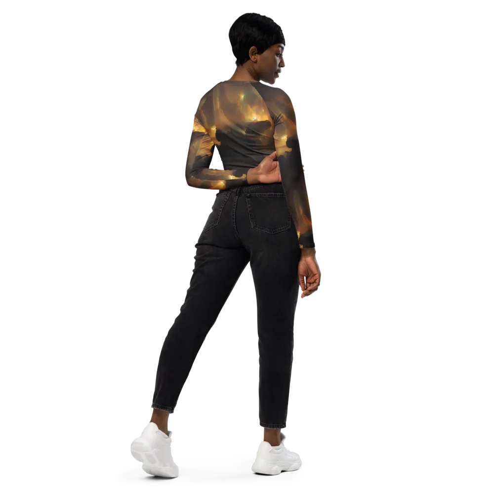 Solar Torrent on Long Sleeve Crop Top — Right Back