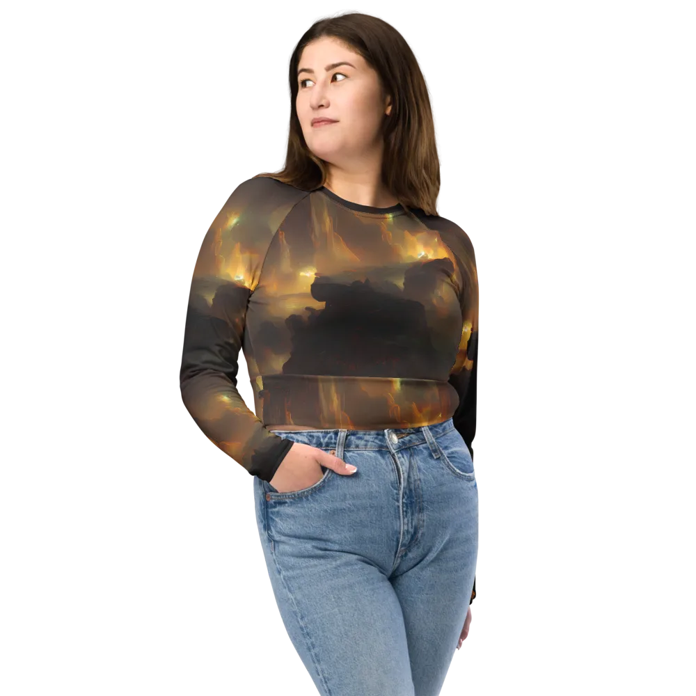 Solar Torrent on Long Sleeve Crop Top — Front