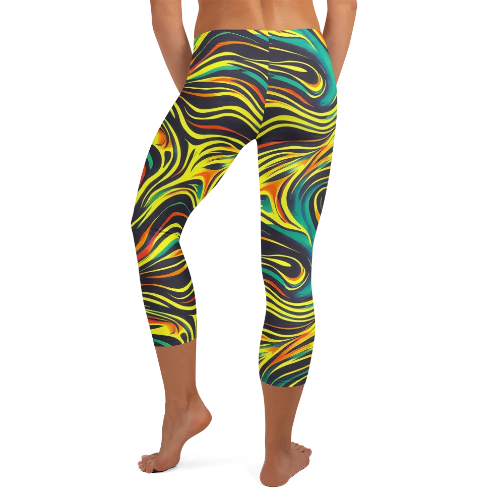 Cyborg Whirl on Capri Leggings — Back