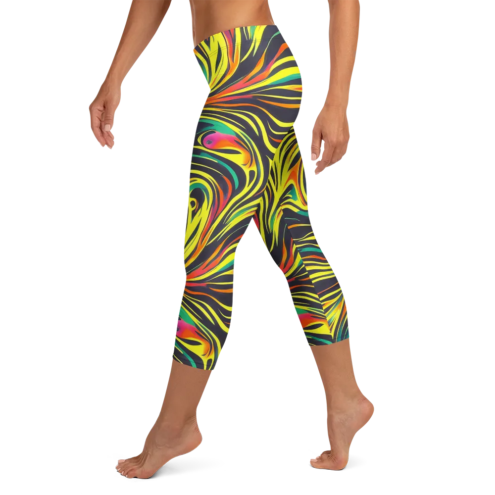 Cyborg Whirl on Capri Leggings — Left