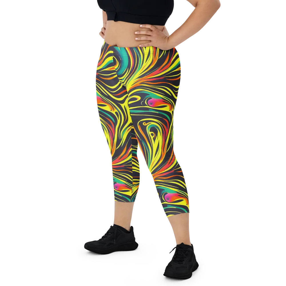 Cyborg Whirl on Capri Leggings — Front