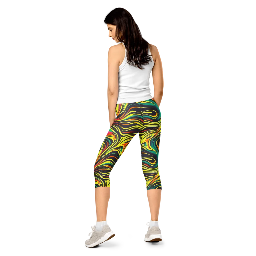 Cyborg Whirl on Capri Leggings — Back