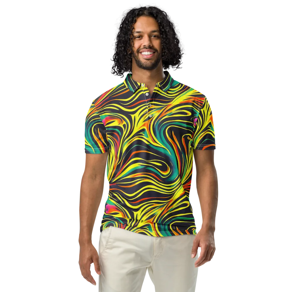 Cyborg Whirl on Men's Slim Fit Polo Shirt — Front