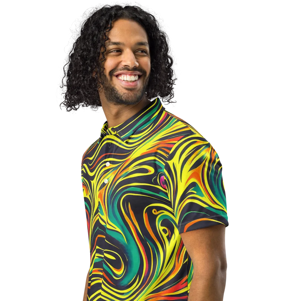Cyborg Whirl on Men's Slim Fit Polo Shirt — Left Front