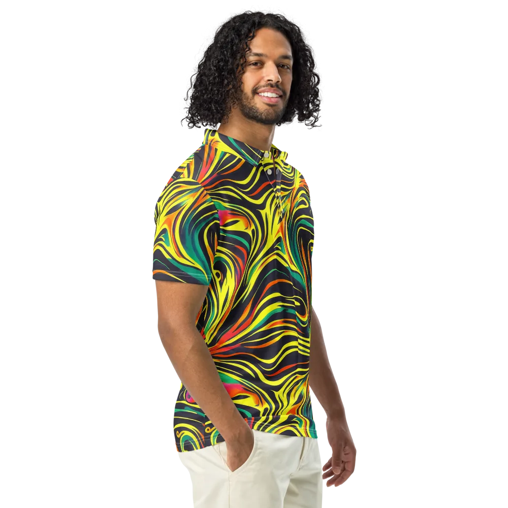 Cyborg Whirl on Men's Slim Fit Polo Shirt — Right Front