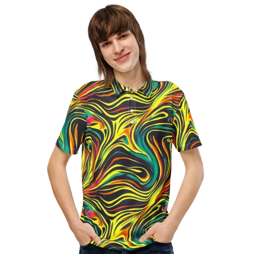 Cyborg Whirl on a Men's Slim Fit Polo Shirt