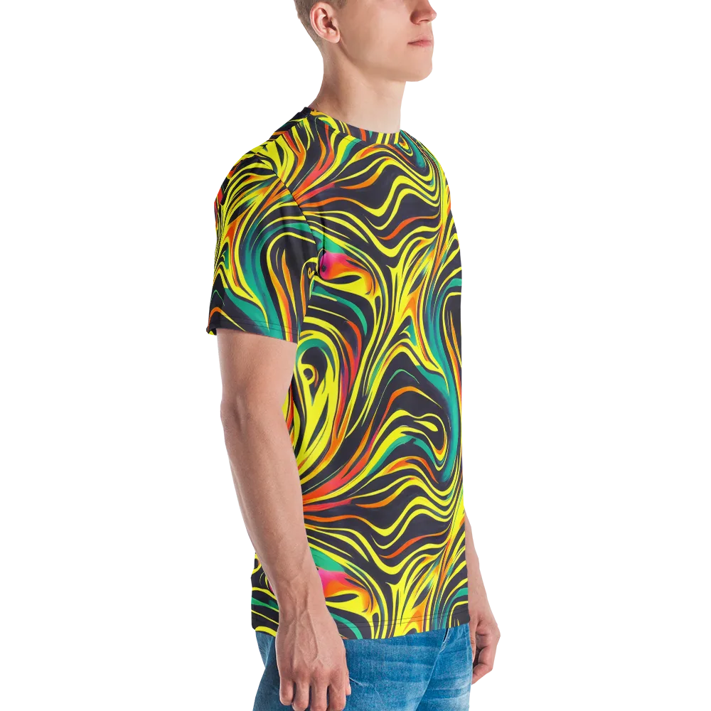 Cyborg Whirl on Men's Crew Neck T-Shirt — Right